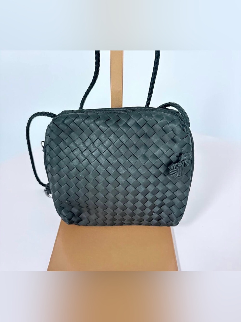 Bottega Veneta Black Intrecciato Woven Crossbody